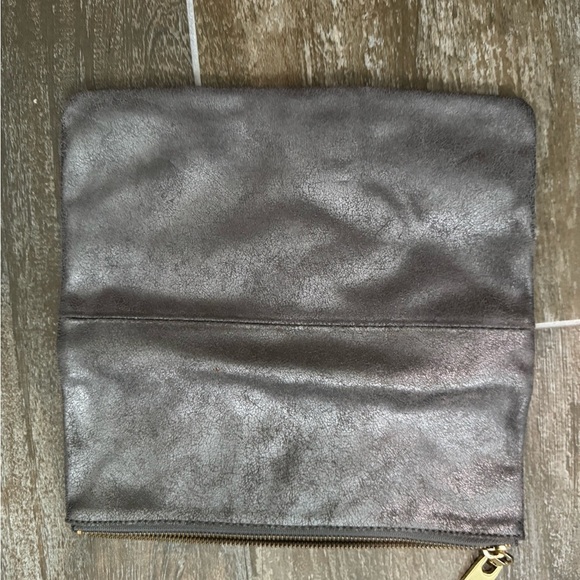 GAP Gray and Gold Textured cow leather Clutch - Picture 7 of 12